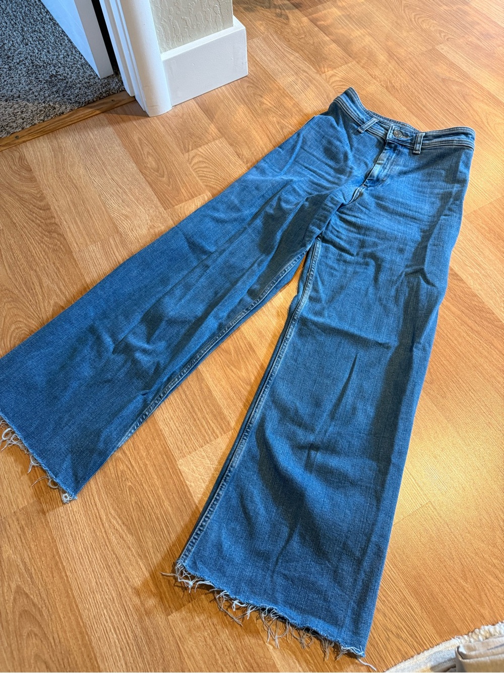 Zara Marine Straight High-Rise Wide Leg Jeans